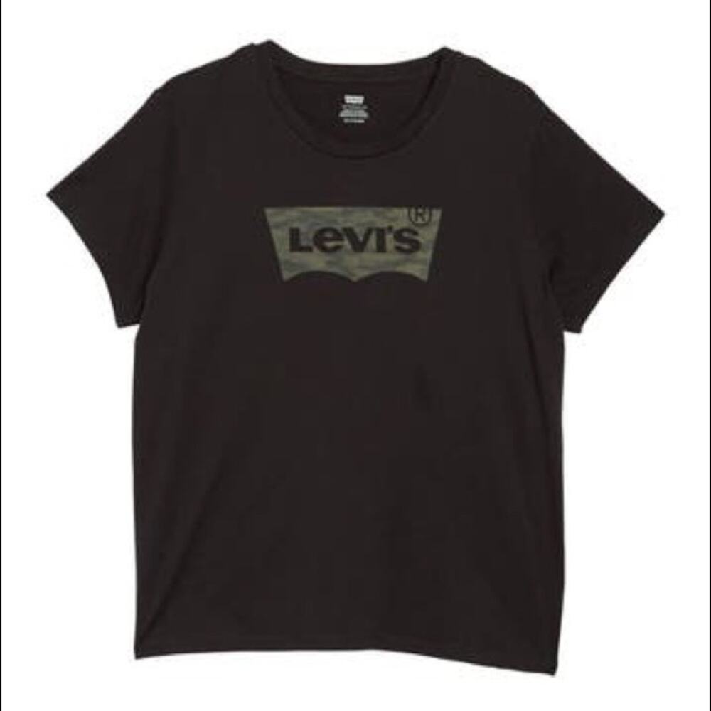 Levi’s Black Camo Logo Short Sleeve Shirt Size Large